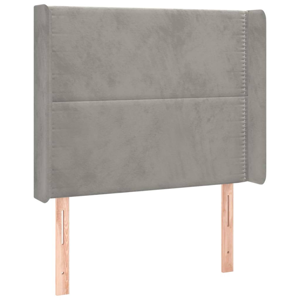 Testiera a LED Grigio Chiaro 93x16x118/128 cm in Velluto