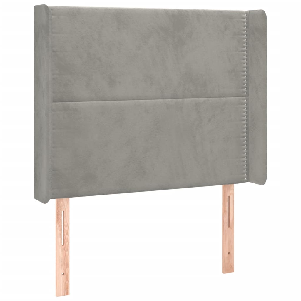 Testiera a LED Grigio Chiaro 103x16x118/128 cm in Velluto