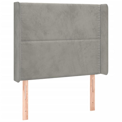 Testiera a LED Grigio Chiaro 103x16x118/128 cm in Velluto