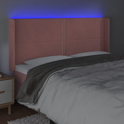Testiera a LED rosa 183x16x118/128 cm in Velluto