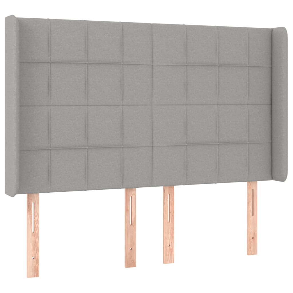 Testiera a LED Grigio Chiaro 147x16x118/128 cm in Tessuto