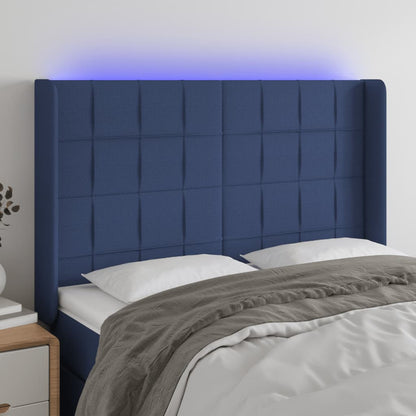 Testiera a LED Blu 147x16x118/128 cm in Tessuto