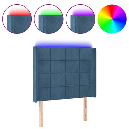 Testiera a LED Blu Scuro 83x16x118/128 cm in Velluto
