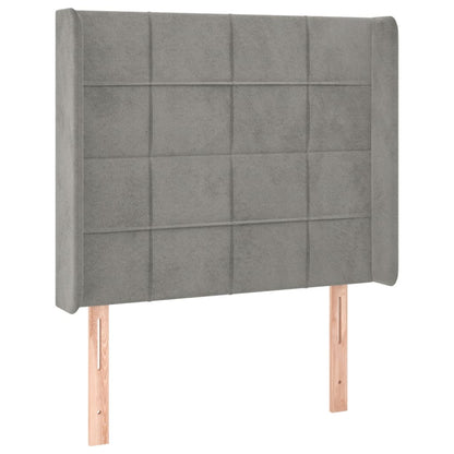 Testiera a LED Grigio Chiaro 93x16x118/128 cm in Velluto