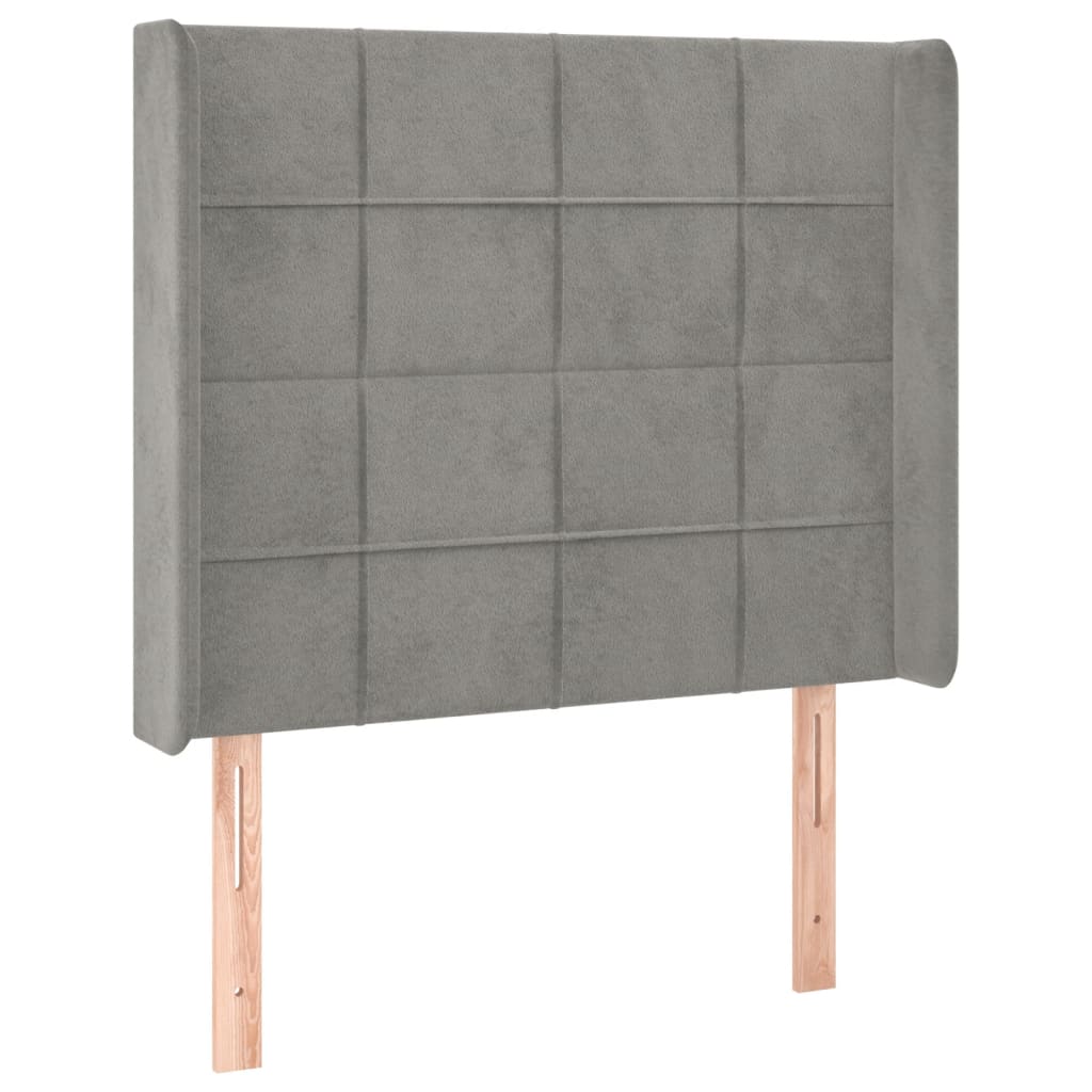 Testiera a LED Grigio Chiaro 93x16x118/128 cm in Velluto