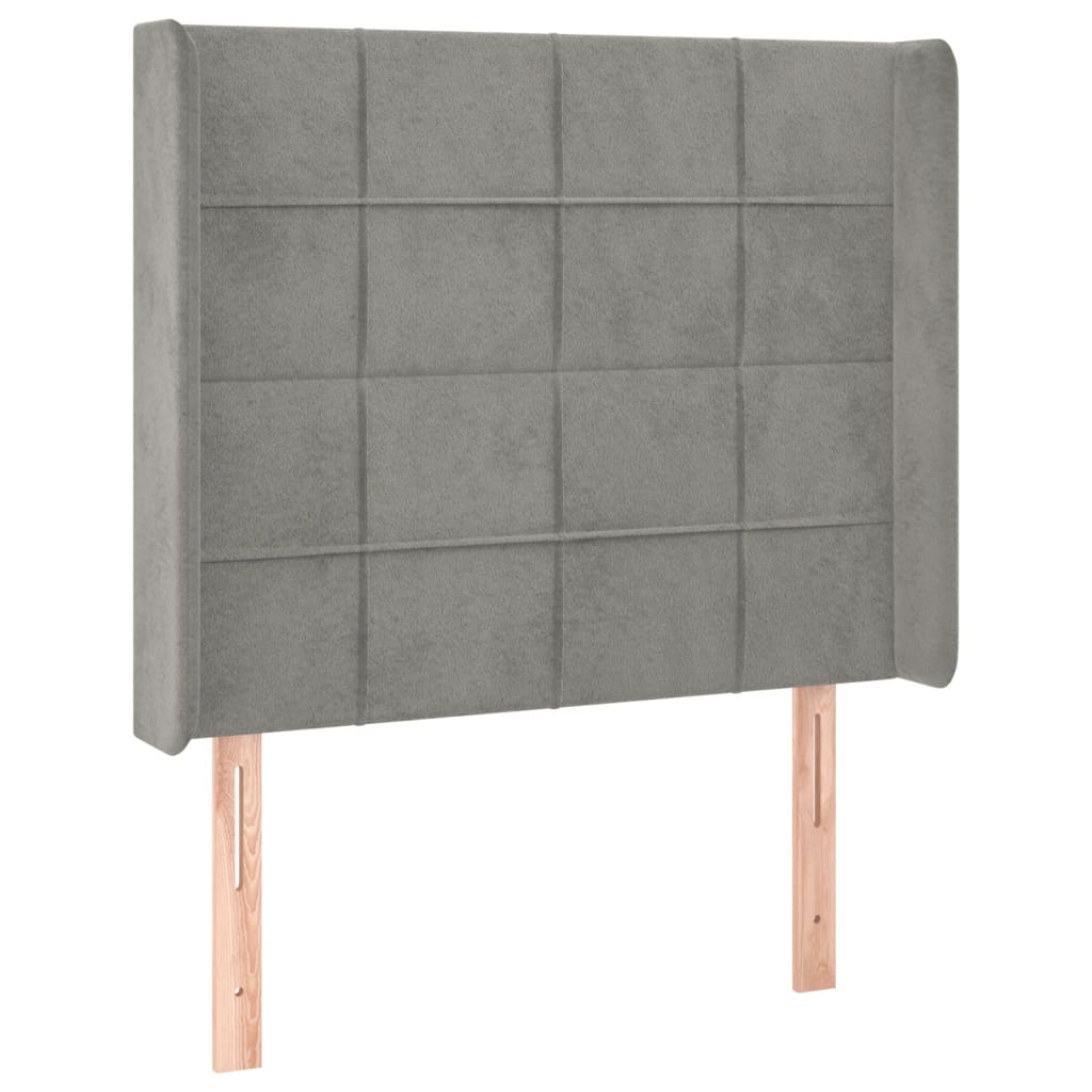 Testiera a LED Grigio Chiaro 103x16x118/128 cm in Velluto