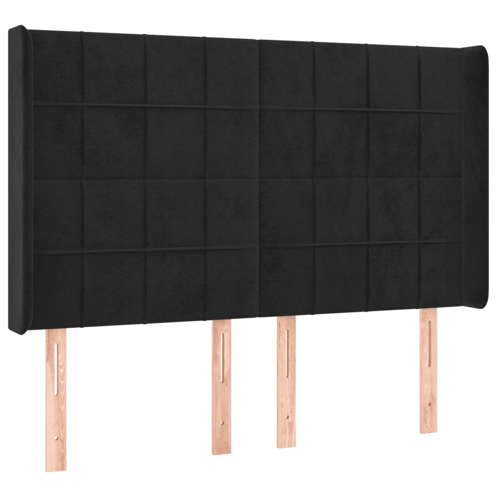 Testiera a LED Nera 147x16x118/128 cm in Velluto