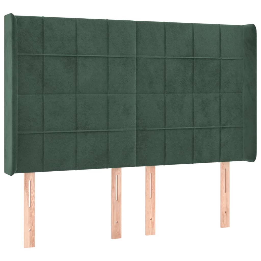 Testiera a LED Verde Scuro 147x16x118/128 cm in Velluto