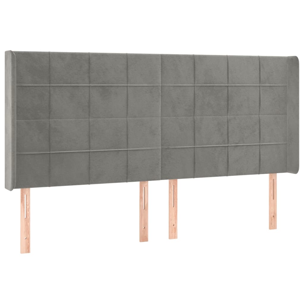 Testiera a LED Grigio Chiaro 163x16x118/128 cm in Velluto