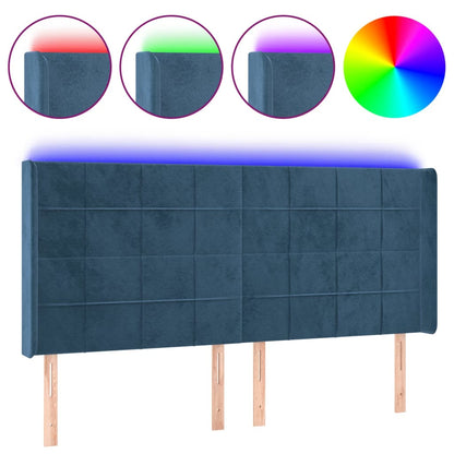 Testiera a LED Blu Scuro 163x16x118/128 cm in Velluto
