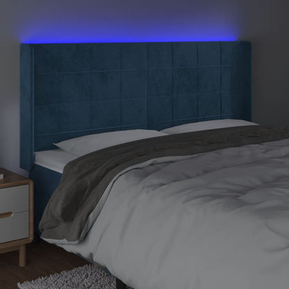 Testiera a LED Blu Scuro 163x16x118/128 cm in Velluto