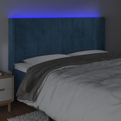 Testiera a LED Blu Scuro 183x16x118/128 cm in Velluto