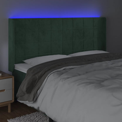 Testiera a LED Verde Scuro 203x16x118/128 cm in Velluto