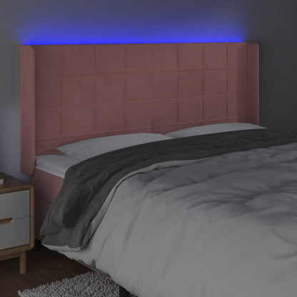 Testiera a LED rosa 203x16x118/128 cm in Velluto