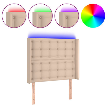 Testiera a LED Cappuccino 83x16x118/128 cm in Similpelle