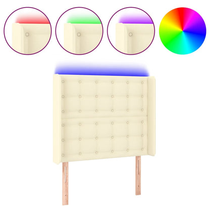 Testiera a LED crema 93x16x118/128 cm in Similpelle