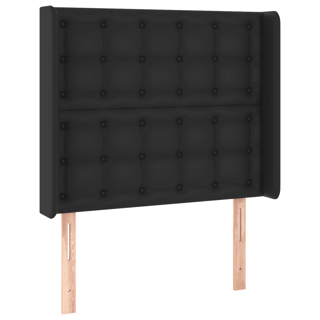 Testiera a LED Nera 103x16x118/128 cm in Similpelle