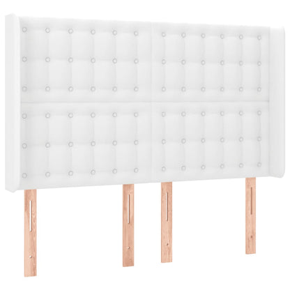 Testiera a LED Bianco 147x16x118/128 cm in Similpelle