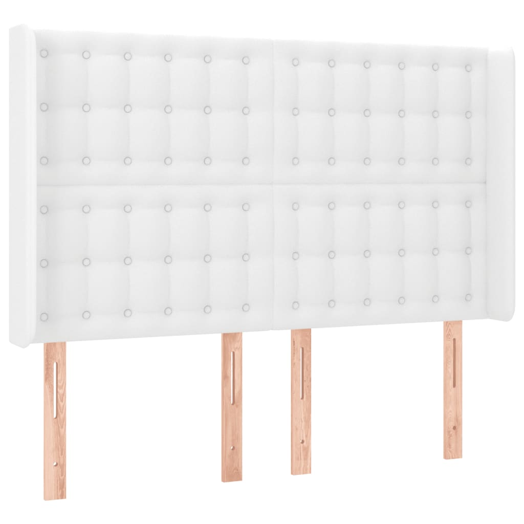 Testiera a LED Bianco 147x16x118/128 cm in Similpelle