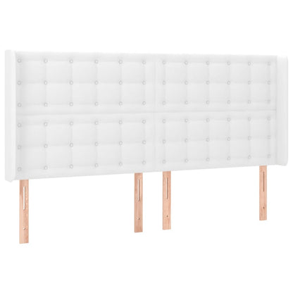 Testiera a LED Bianco 203x16x118/128 cm in Similpelle