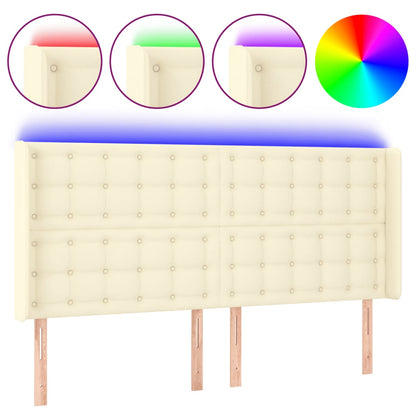 Testiera a LED Crema 203x23x118/128 cm in Similpelle