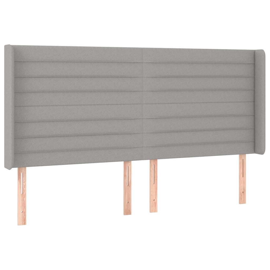 Testiera a LED Grigio Chiaro 203x16x118/128 cm in Tessuto