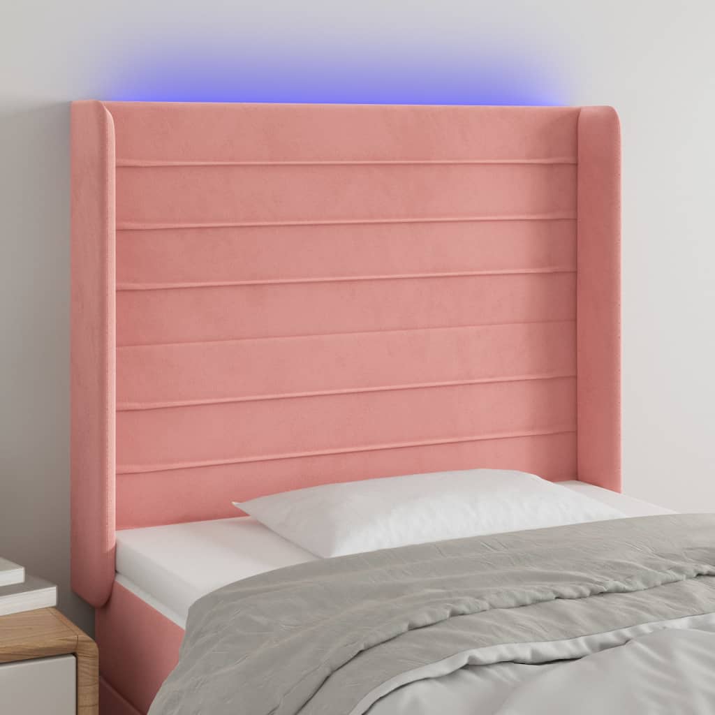 Testiera a LED rosa 83x16x118/128 cm in Velluto