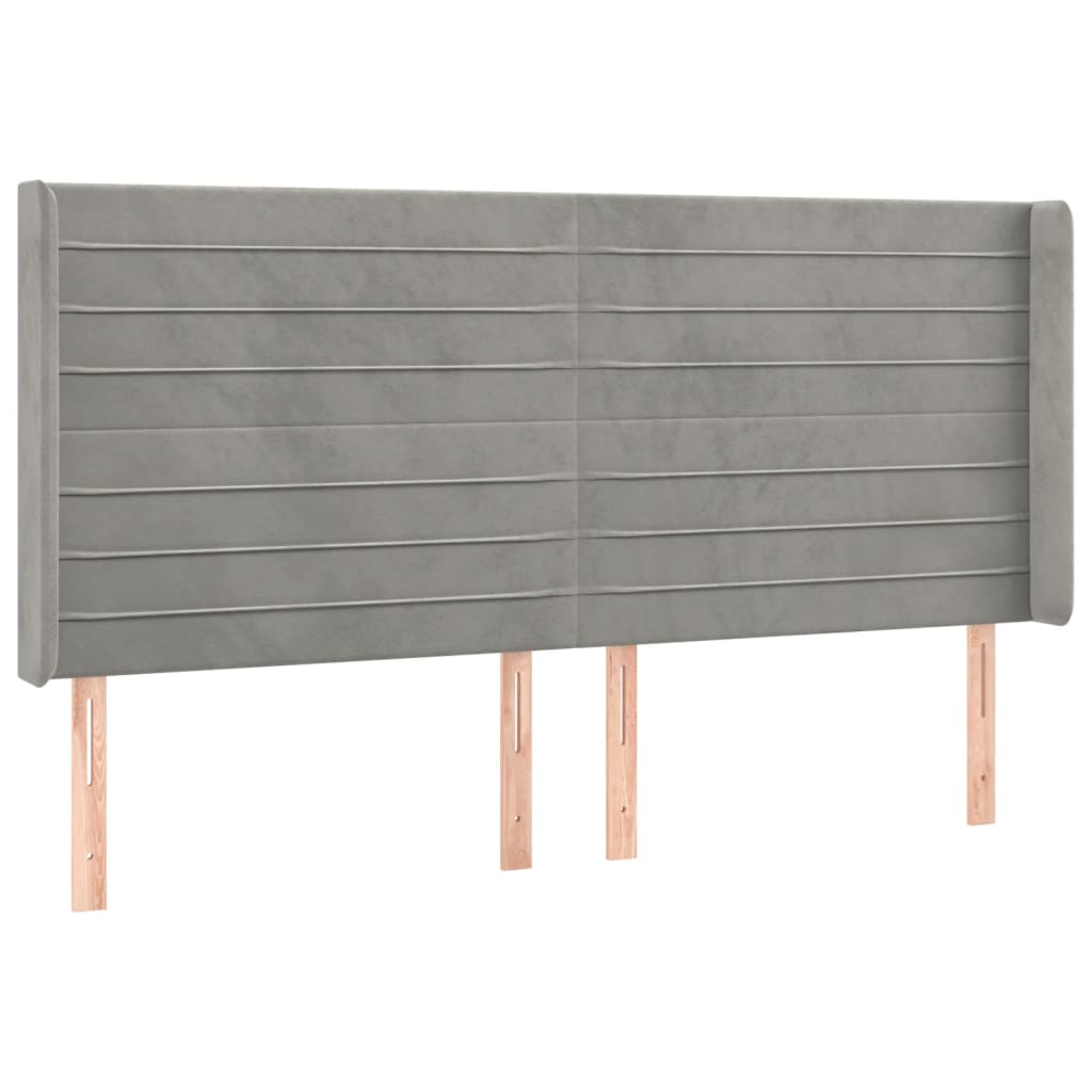 Testiera a LED Grigio Chiaro 163x16x118/128 cm in Velluto