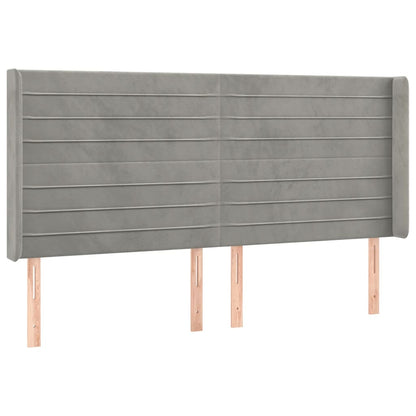 Testiera a LED Grigio Chiaro 163x16x118/128 cm in Velluto