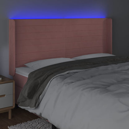 Testiera a LED rosa 163x16x118/128 cm in Velluto