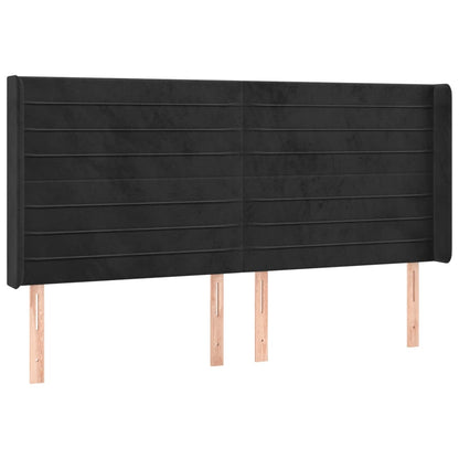 Testiera a LED Nera 183x16x118/128 cm in Velluto