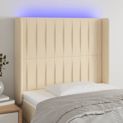 Testiera a LED Crema 83x16x118/128 cm in Tessuto
