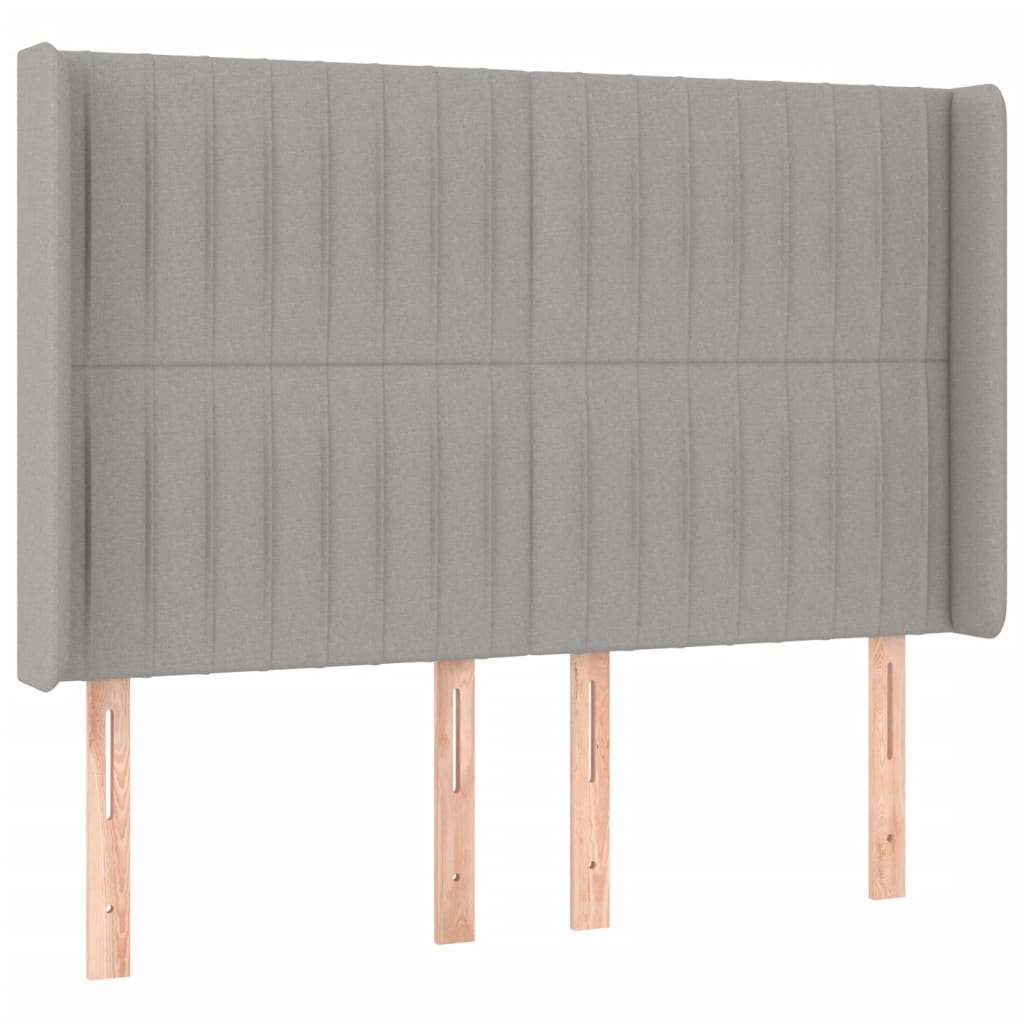 Testiera a LED Grigio Chiaro 147x16x118/128 cm in Tessuto
