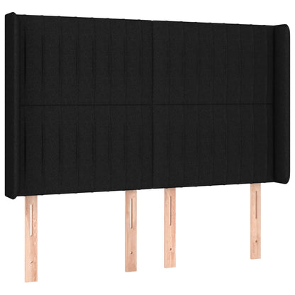 Testiera a LED Nera 147x16x118/128 cm in Tessuto