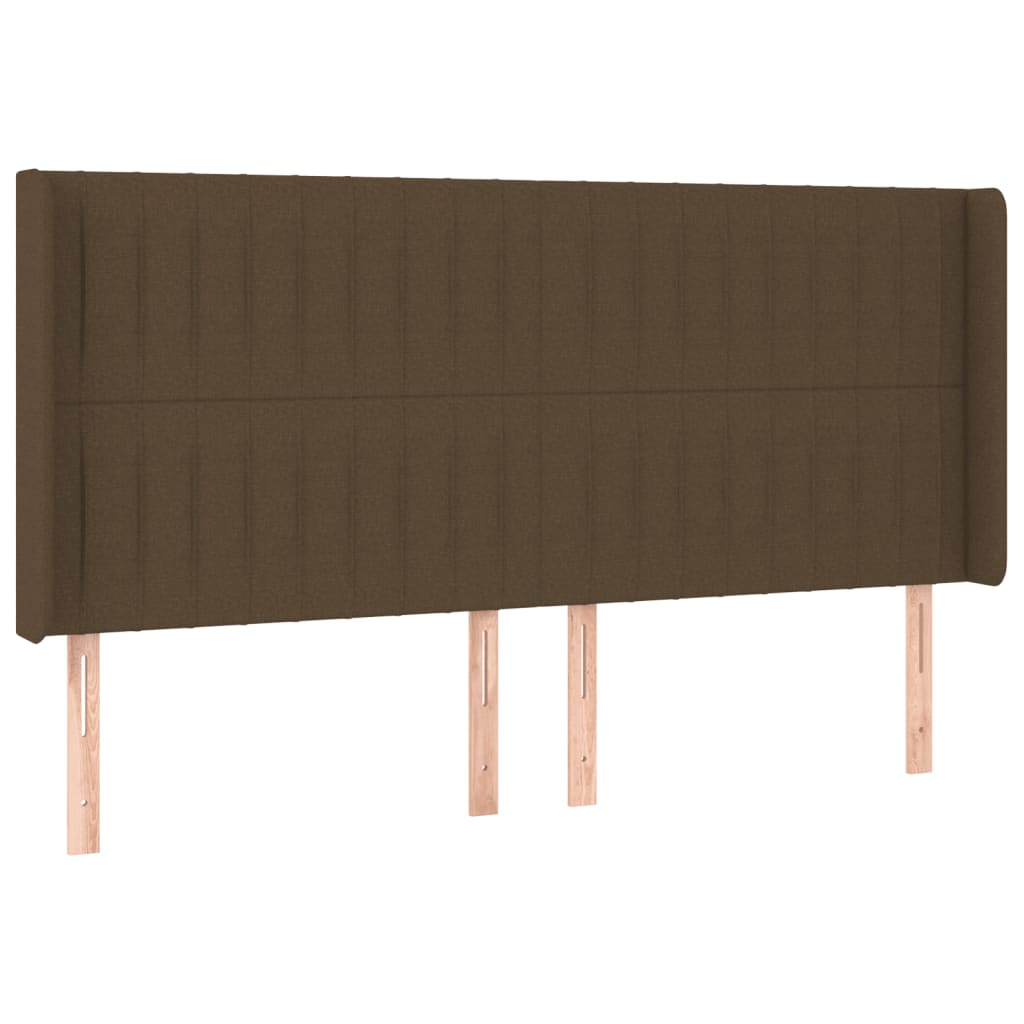 Testiera a LED Marrone Scuro 163x16x118/128 cm in Tessuto