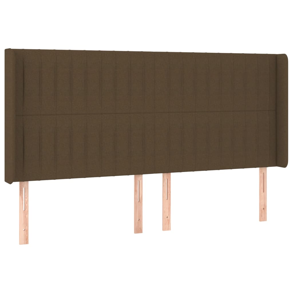 Testiera a LED Marrone Scuro 183x16x118/128 cm in Tessuto