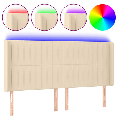 Testiera a LED Crema 183x16x118/128 cm in Tessuto