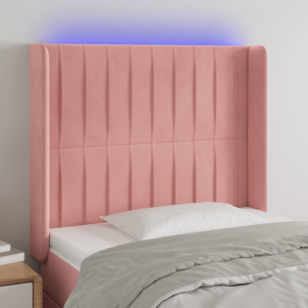 Testiera a LED rosa 83x16x118/128 cm in Velluto