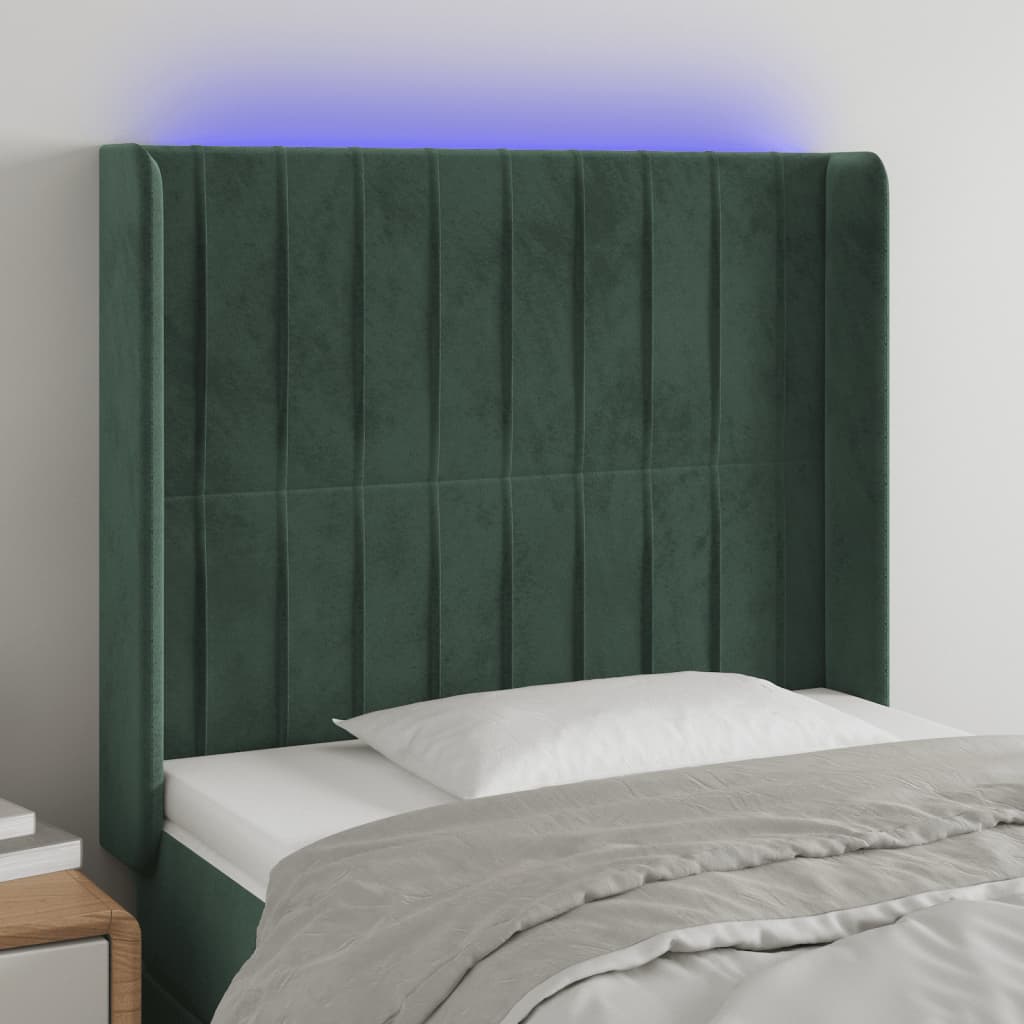 Testiera a LED Verde Scuro 103x16x118/128 cm in Velluto