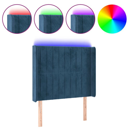 Testiera a LED Blu Scuro 103x16x118/128 cm in Velluto