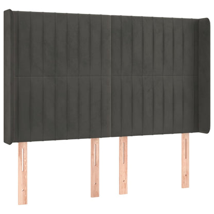 Testiera a LED Grigio Scuro 147x16x118/128cm in Velluto
