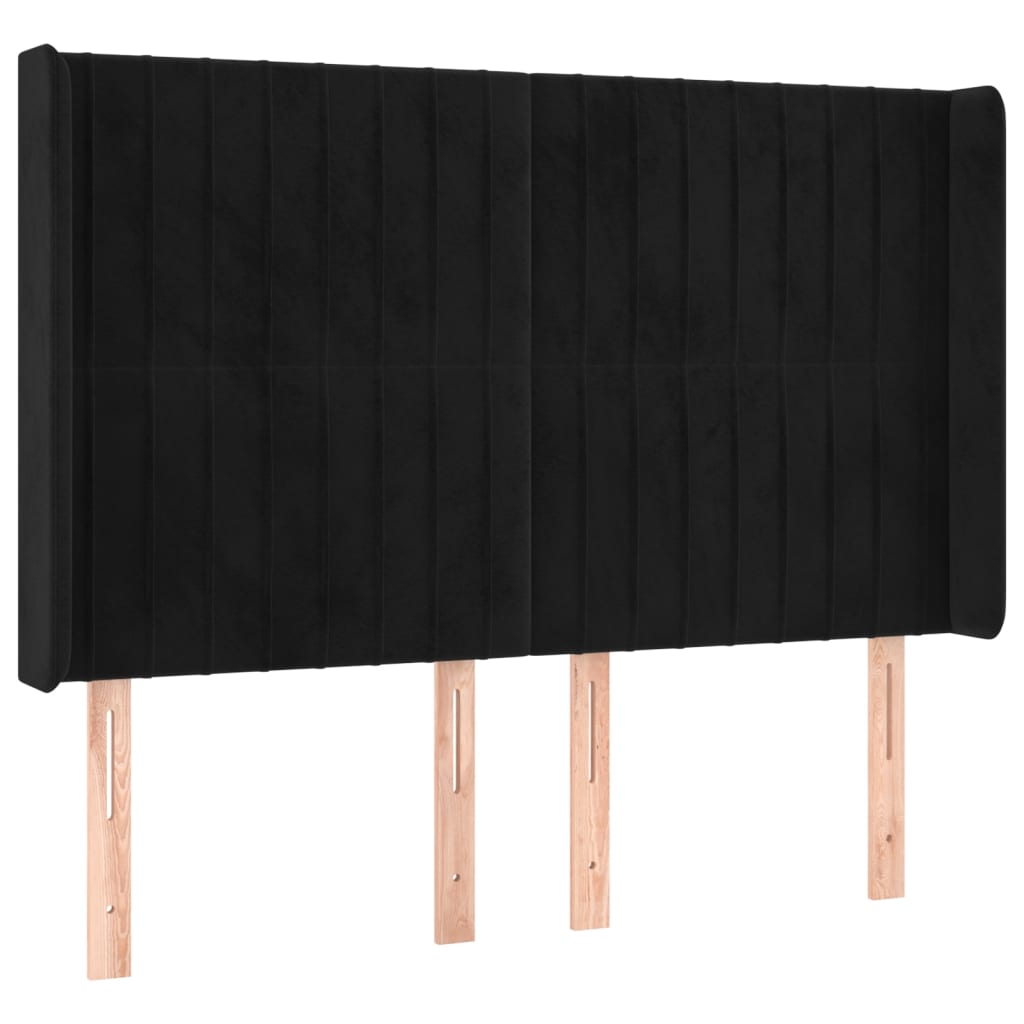 Testiera a LED Nera 147x16x118/128 cm in Velluto