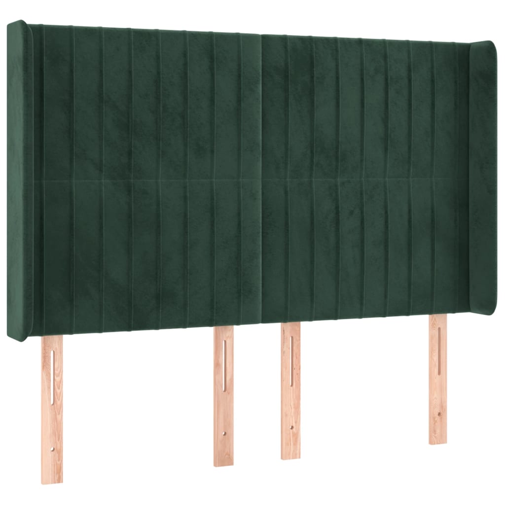 Testiera a LED Verde Scuro 147x16x118/128 cm in Velluto
