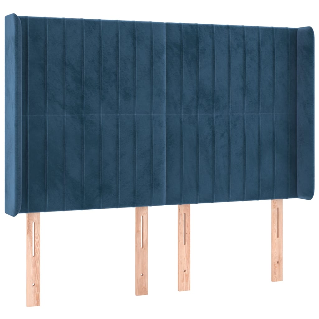 Testiera a LED Blu Scuro 147x16x118/128 cm in Velluto