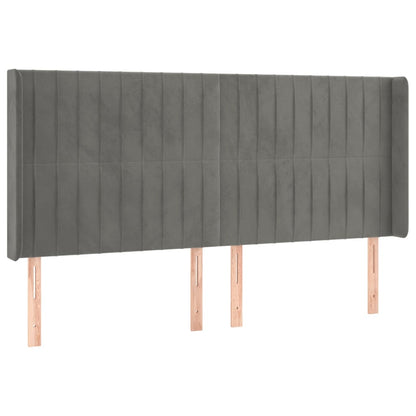 Testiera a LED Grigio Chiaro 163x16x118/128 cm in Velluto
