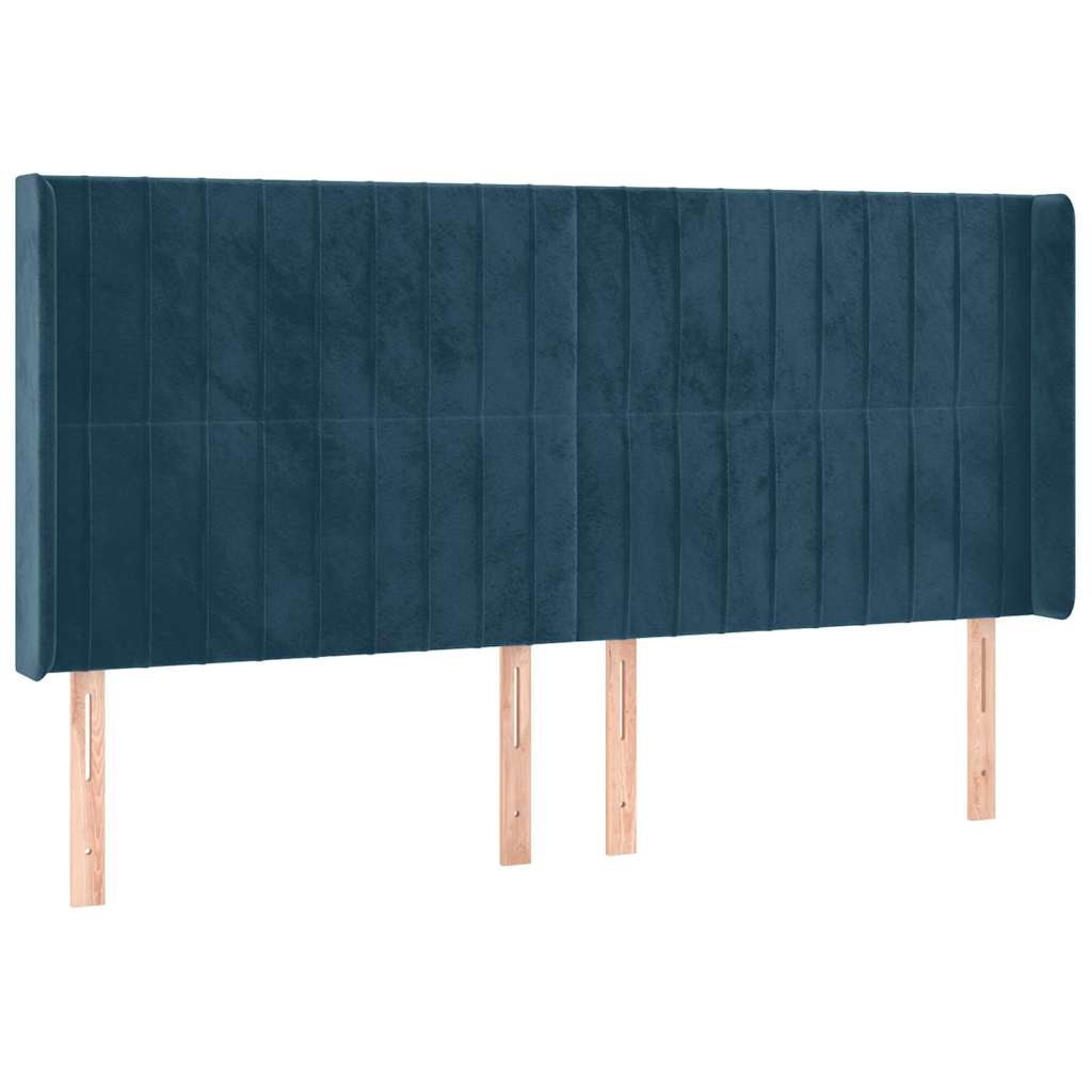 Testiera a LED Blu Scuro 163x16x118/128 cm in Velluto