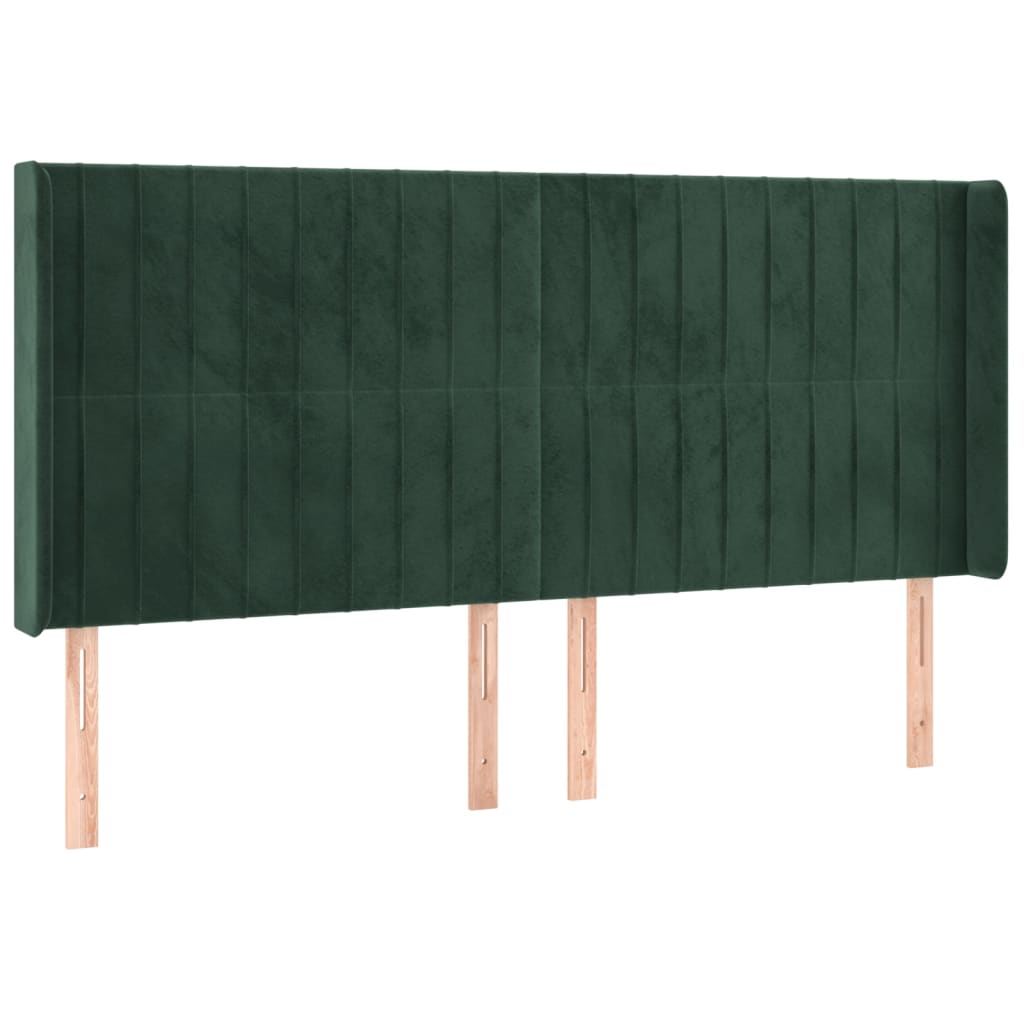 Testiera a LED Verde Scuro 183x16x118/128 cm in Velluto