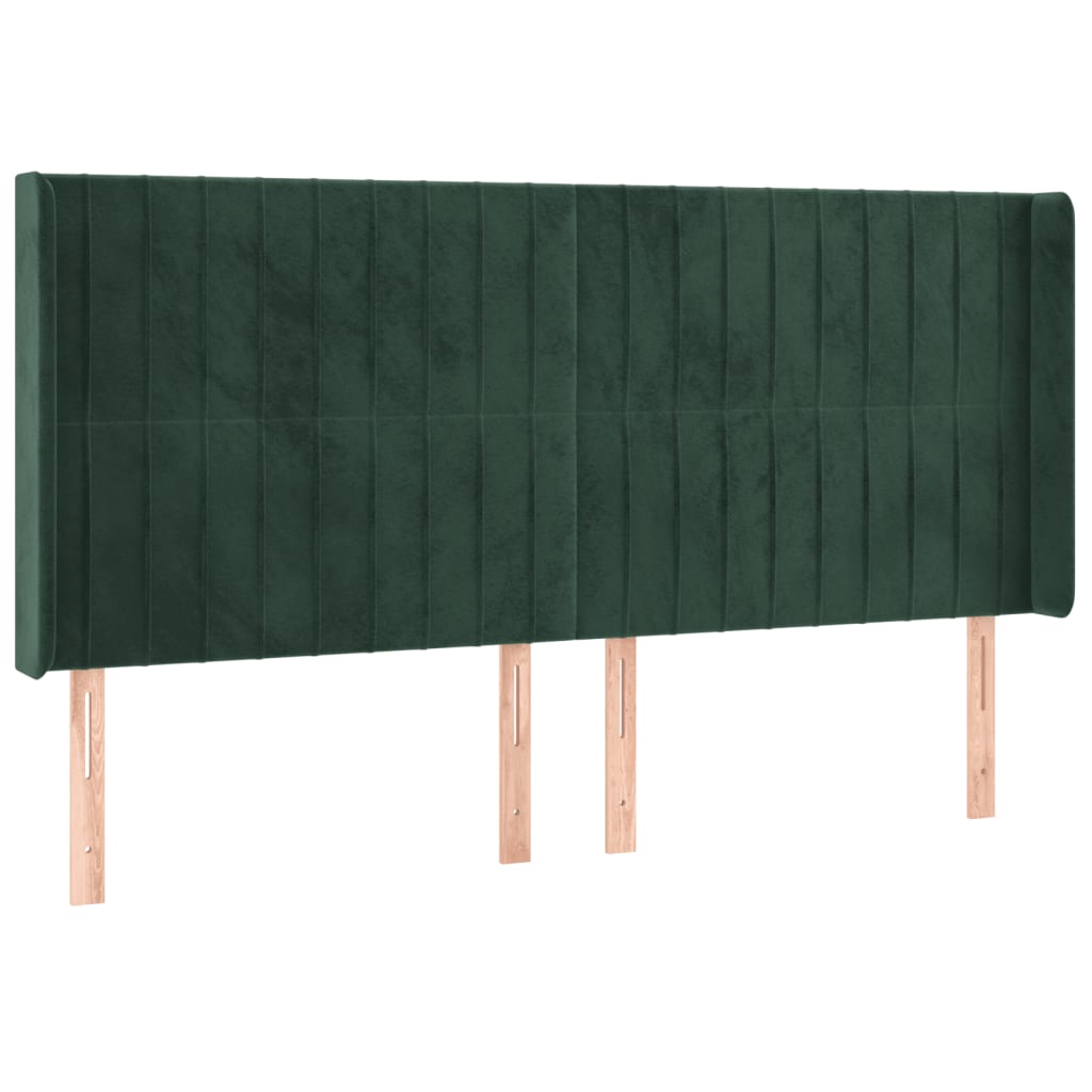 Testiera a LED Verde Scuro 203x16x118/128 cm in Velluto