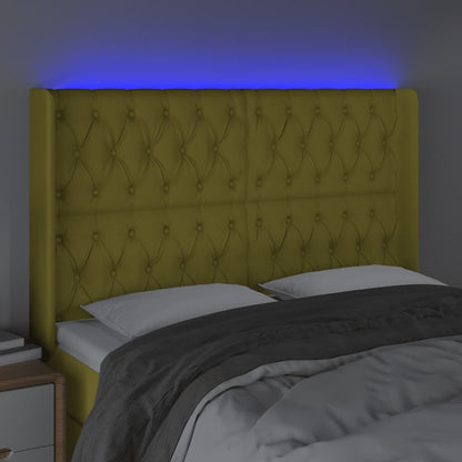 Testiera a LED Verde 147x16x118/128 cm in Tessuto