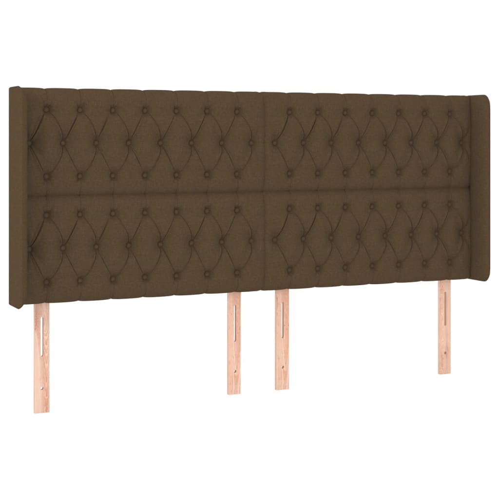 Testiera a LED Marrone Scuro 203x16x118/128 cm in Tessuto